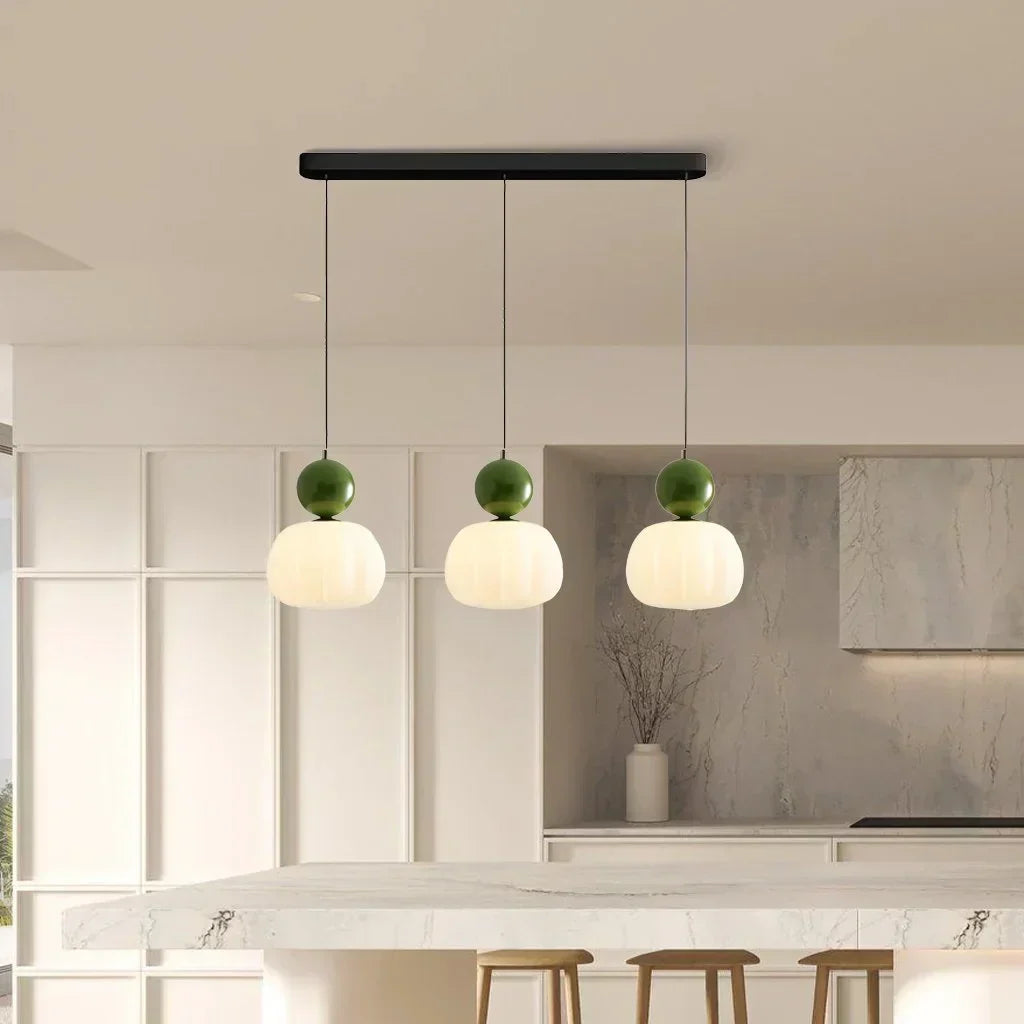Pumpkin Glass Pendant Light | Single or Triple