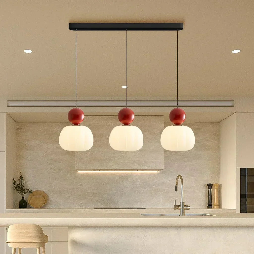 Pumpkin Glass Pendant Light | Single or Triple