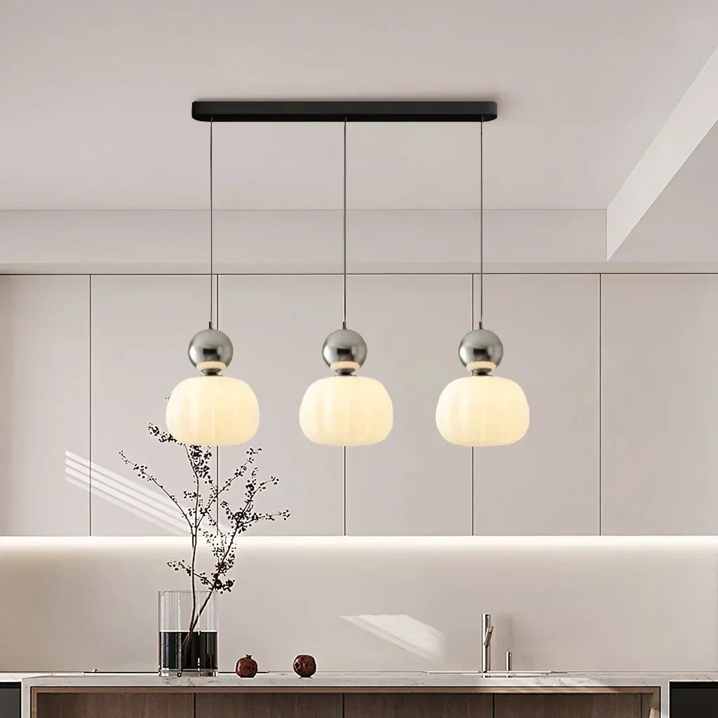 Pumpkin Glass Pendant Light | Single or Triple