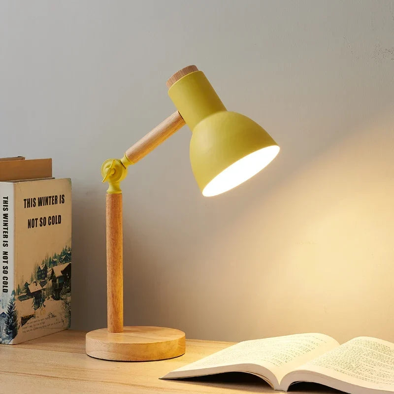 Adjustable Rubberwood Desk Lamp