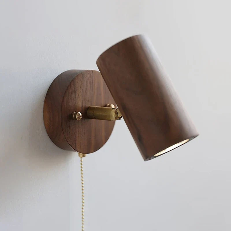 Teodor Walnut & Brass Adjustable Wall Spotlight