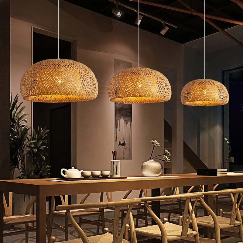 Woven Bamboo & Rattan Pendant Light