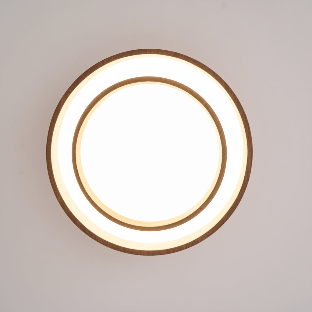 Vaako Walnut-Effect LED Flush Ceiling Light
