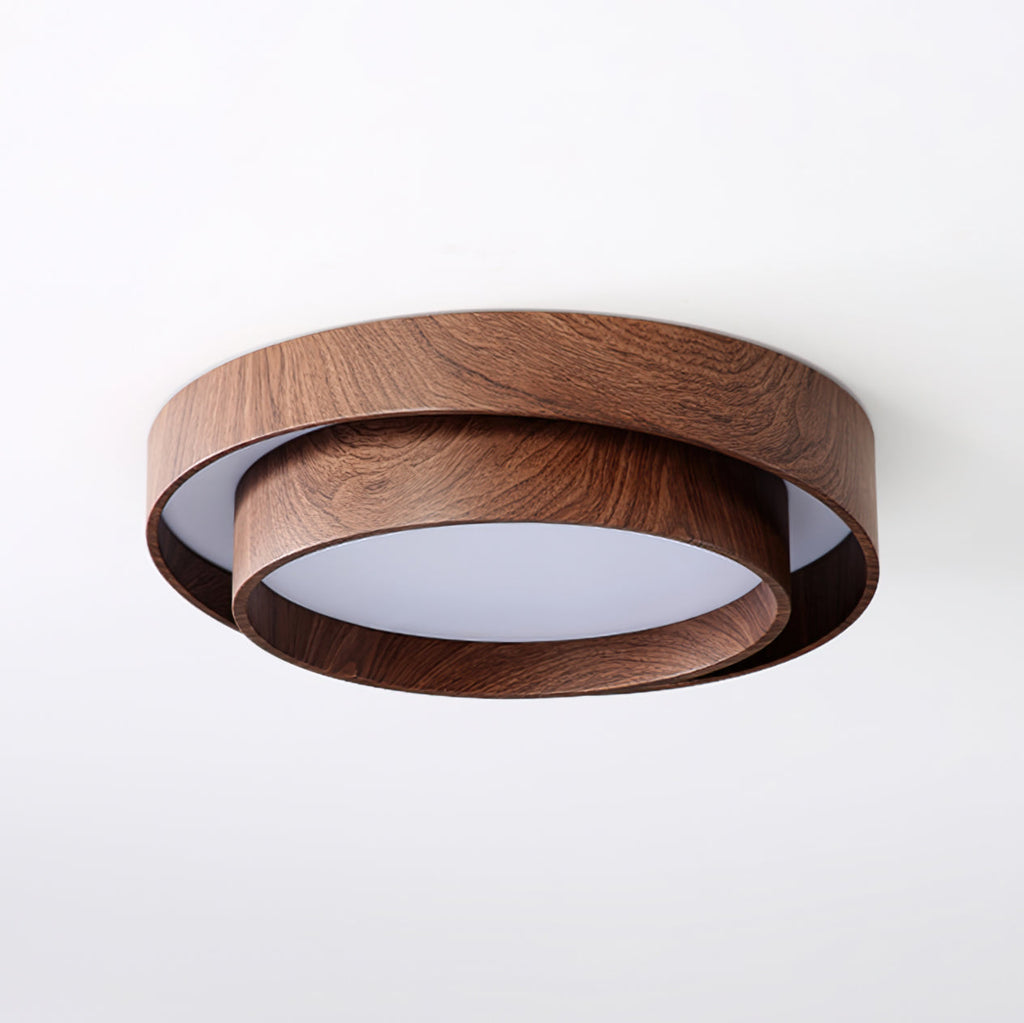 Vaako Walnut-Effect LED Flush Ceiling Light