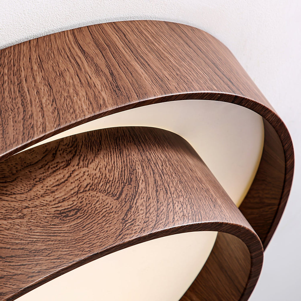 Vaako Walnut-Effect LED Flush Ceiling Light