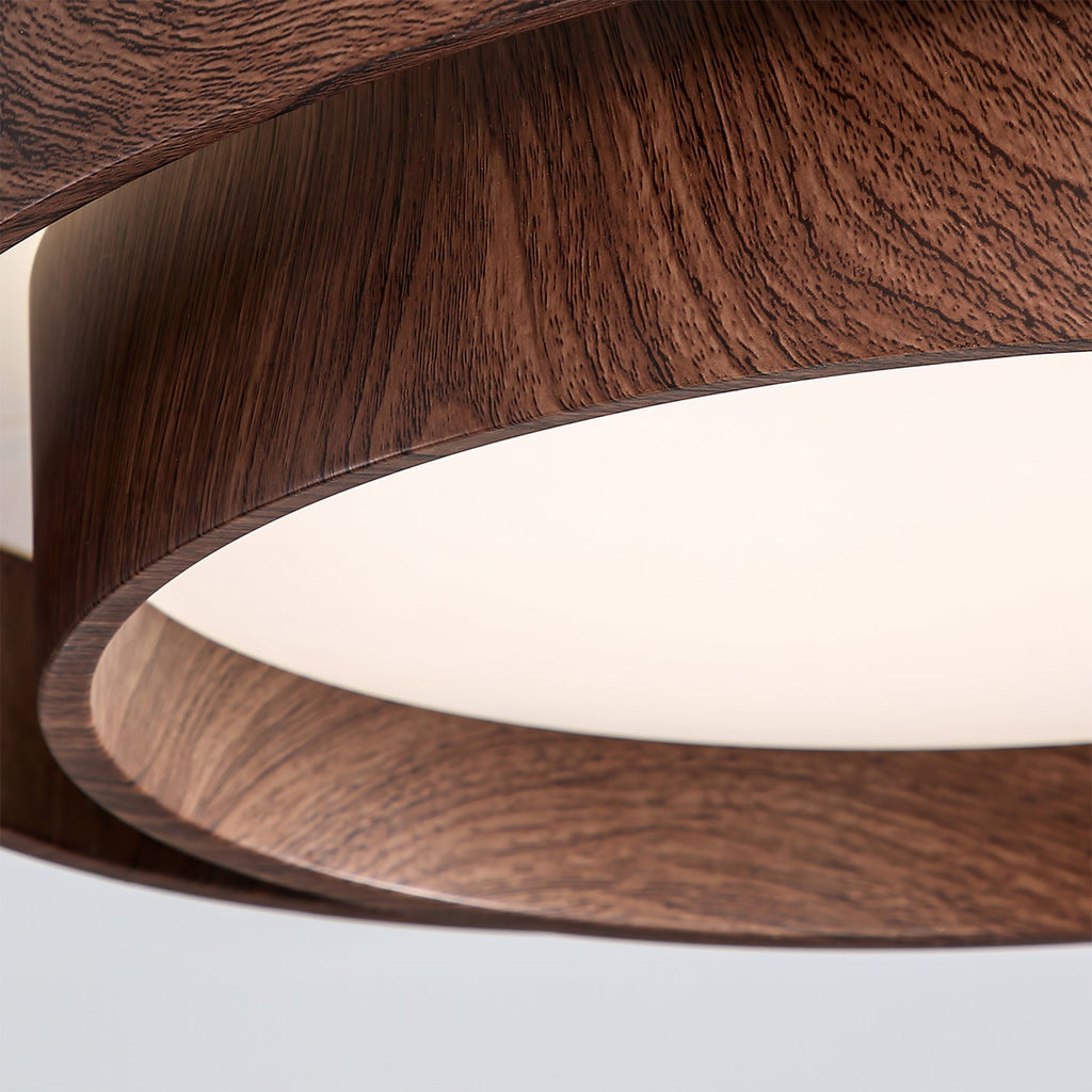 Vaako Walnut-Effect LED Flush Ceiling Light