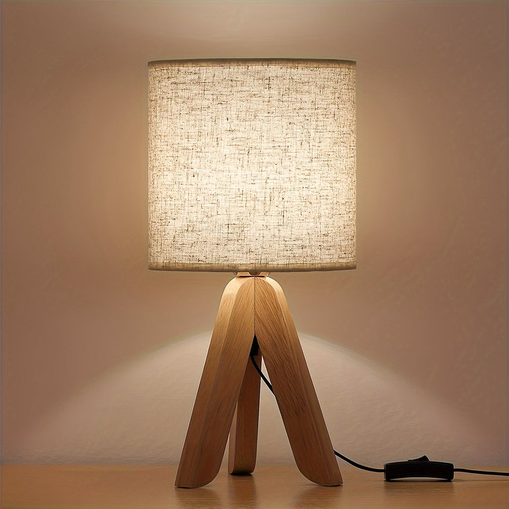 Liv Wooden Tripod Table Lamp with Fabric Shade