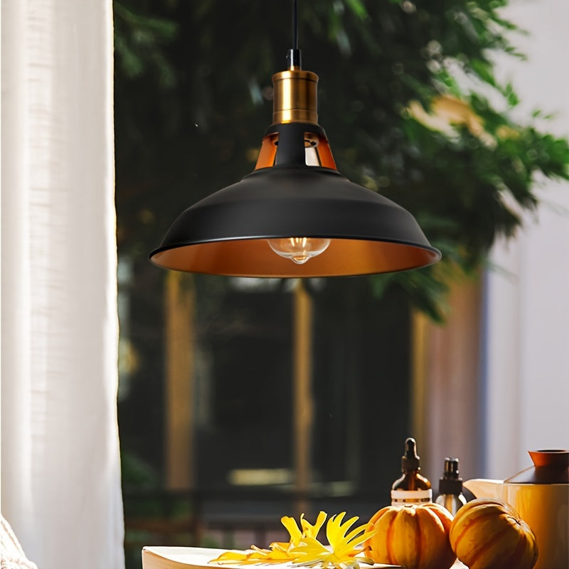 Industrial Metal Pendant with Brass Detail
