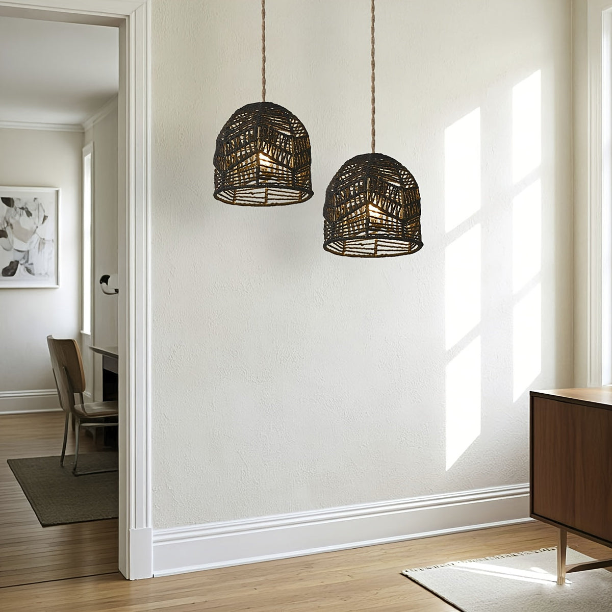Woven Paper Rope Bell Lampshade