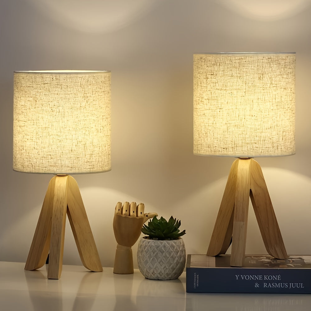 Liv Wooden Tripod Table Lamp with Fabric Shade