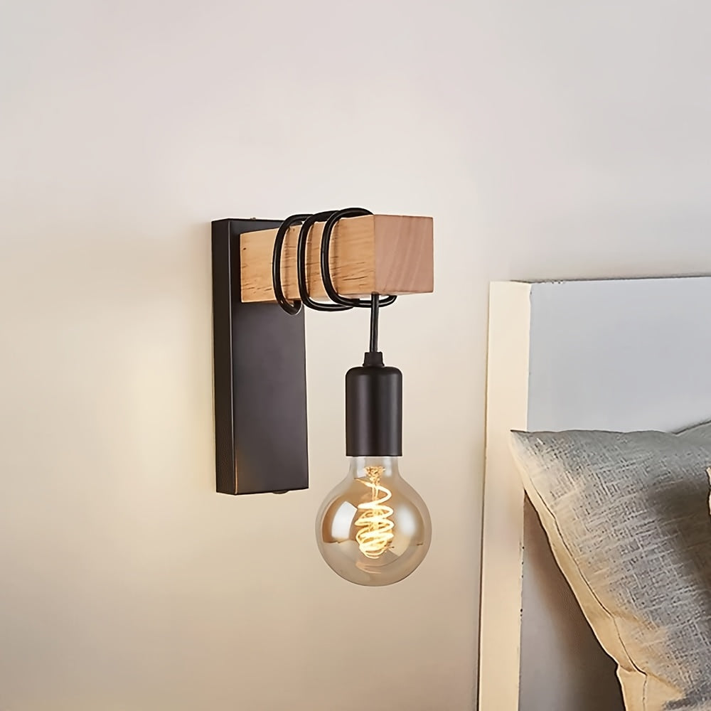 Ezra Industrial Wood & Metal Wall Sconce