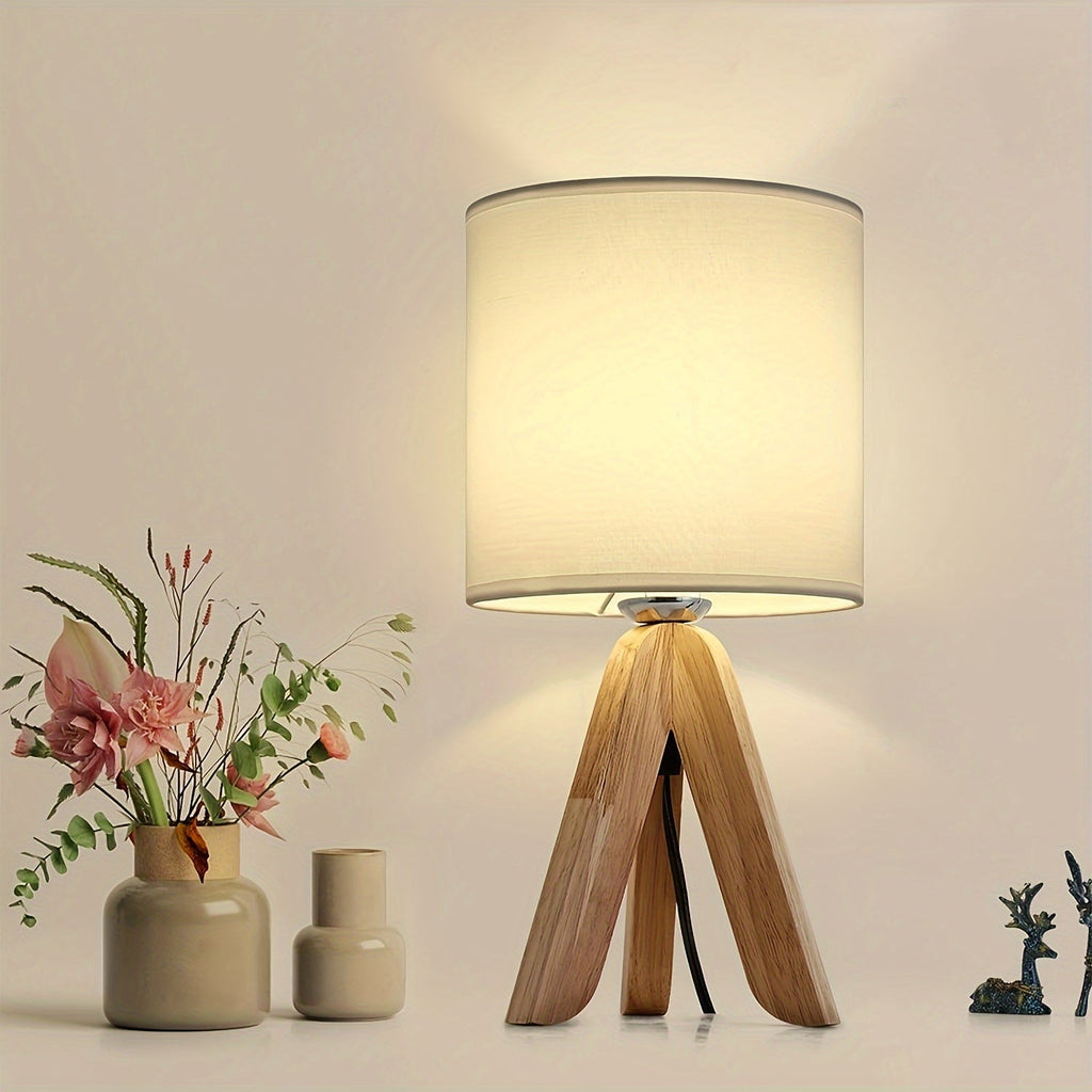 Liv Wooden Tripod Table Lamp with Fabric Shade