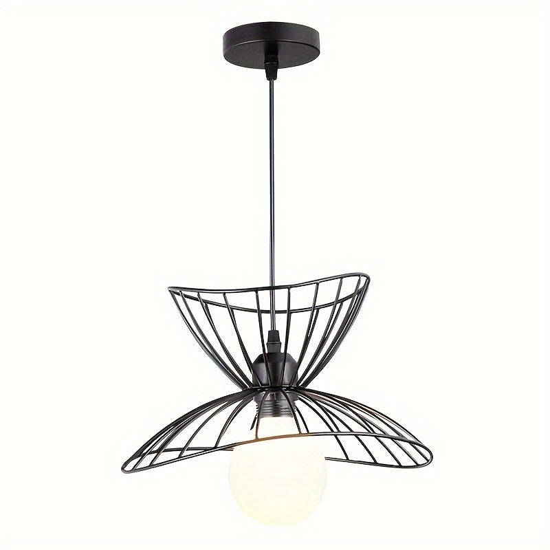 Black Open Wire Petal Pendant Light