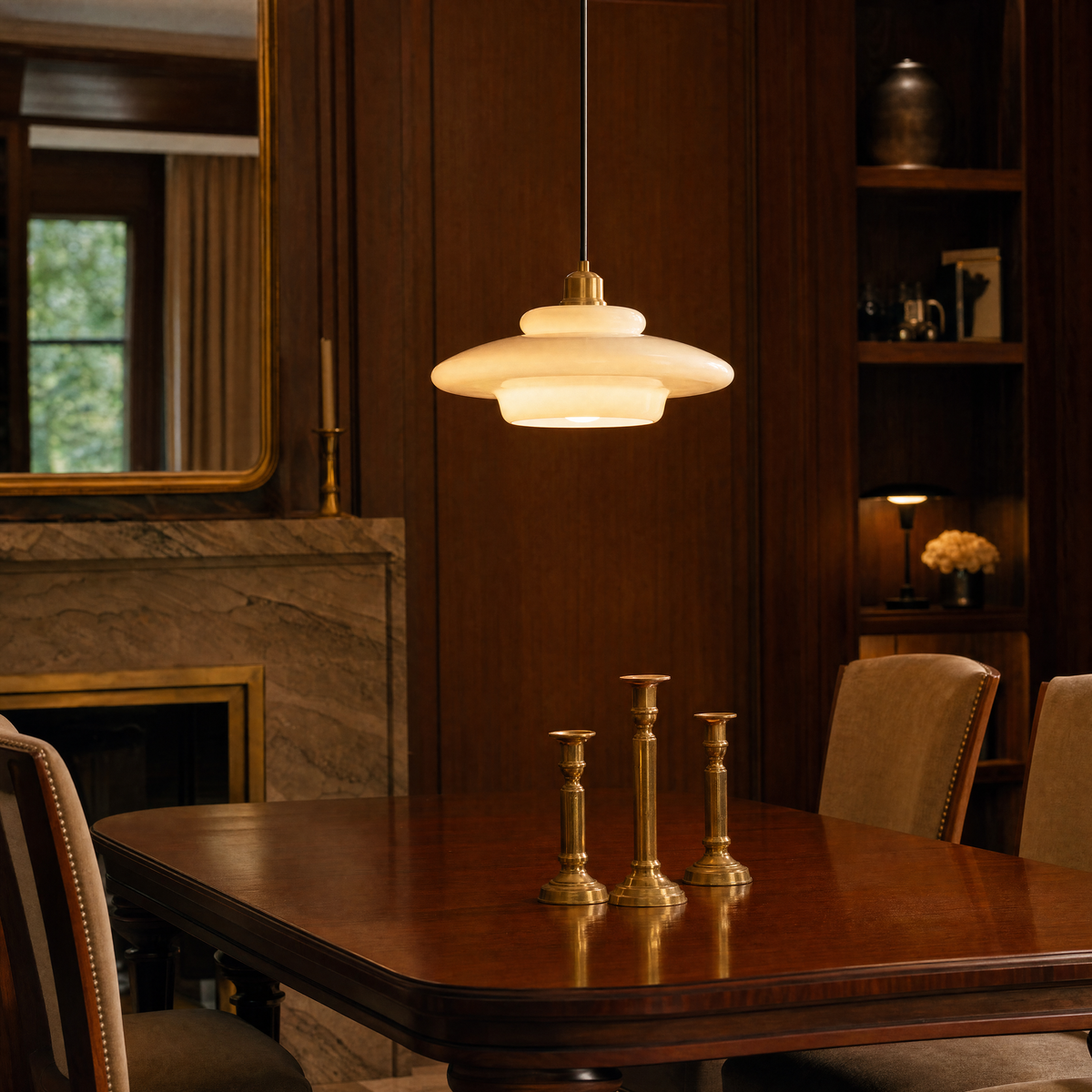 Elsie Milk Glass Mid Century Pendant Light