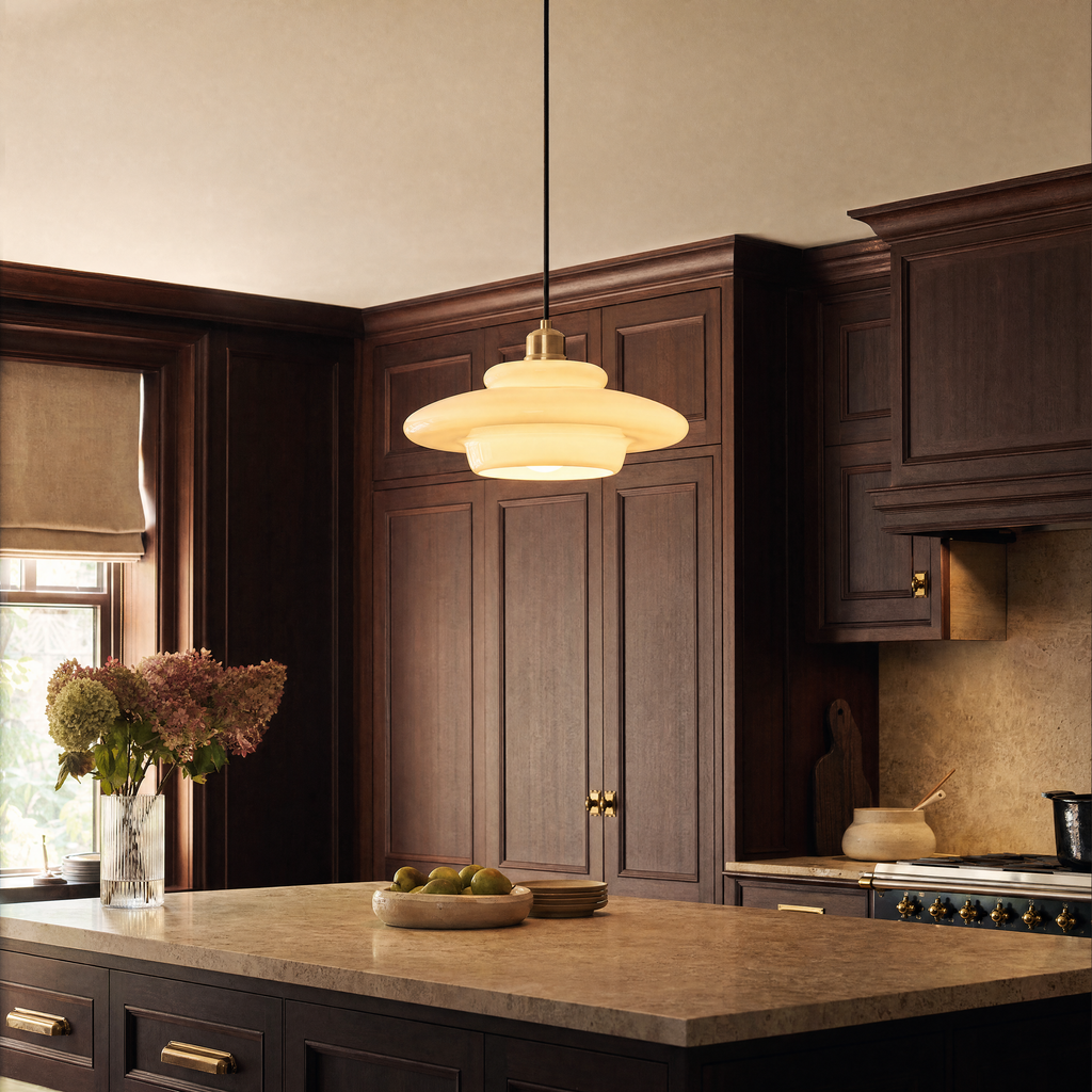 Elsie Milk Glass Mid Century Pendant Light