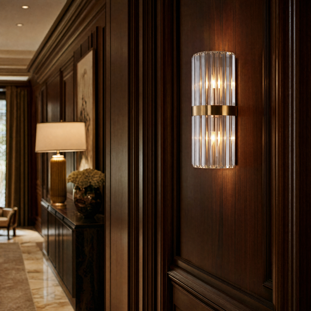 Lucent Crystal Prism Stainless Steel Wall Sconce