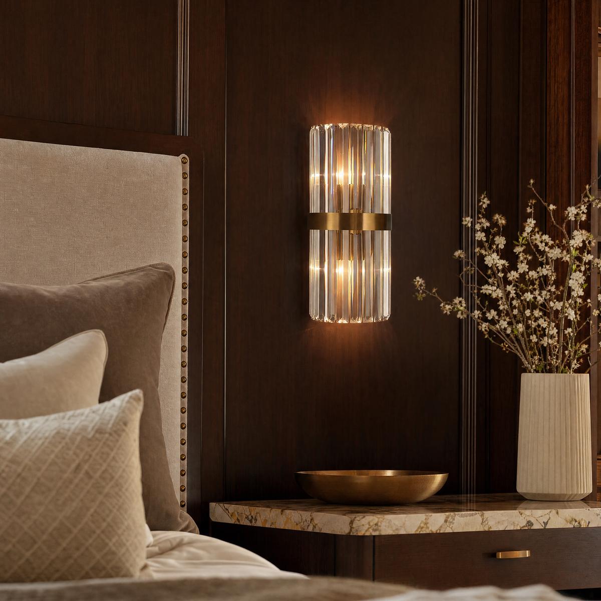 Lucent Crystal Prism Stainless Steel Wall Sconce