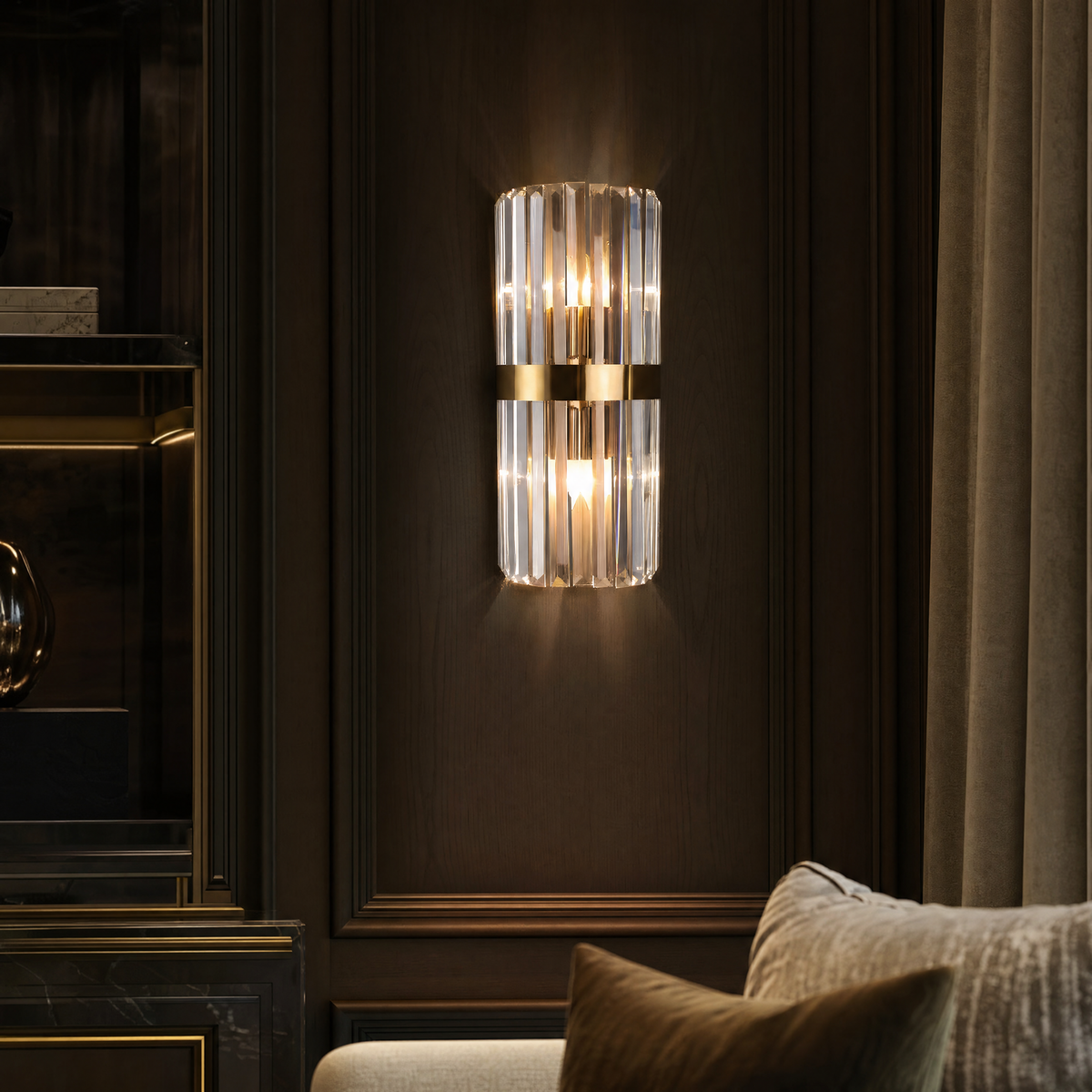Lucent Crystal Prism Stainless Steel Wall Sconce