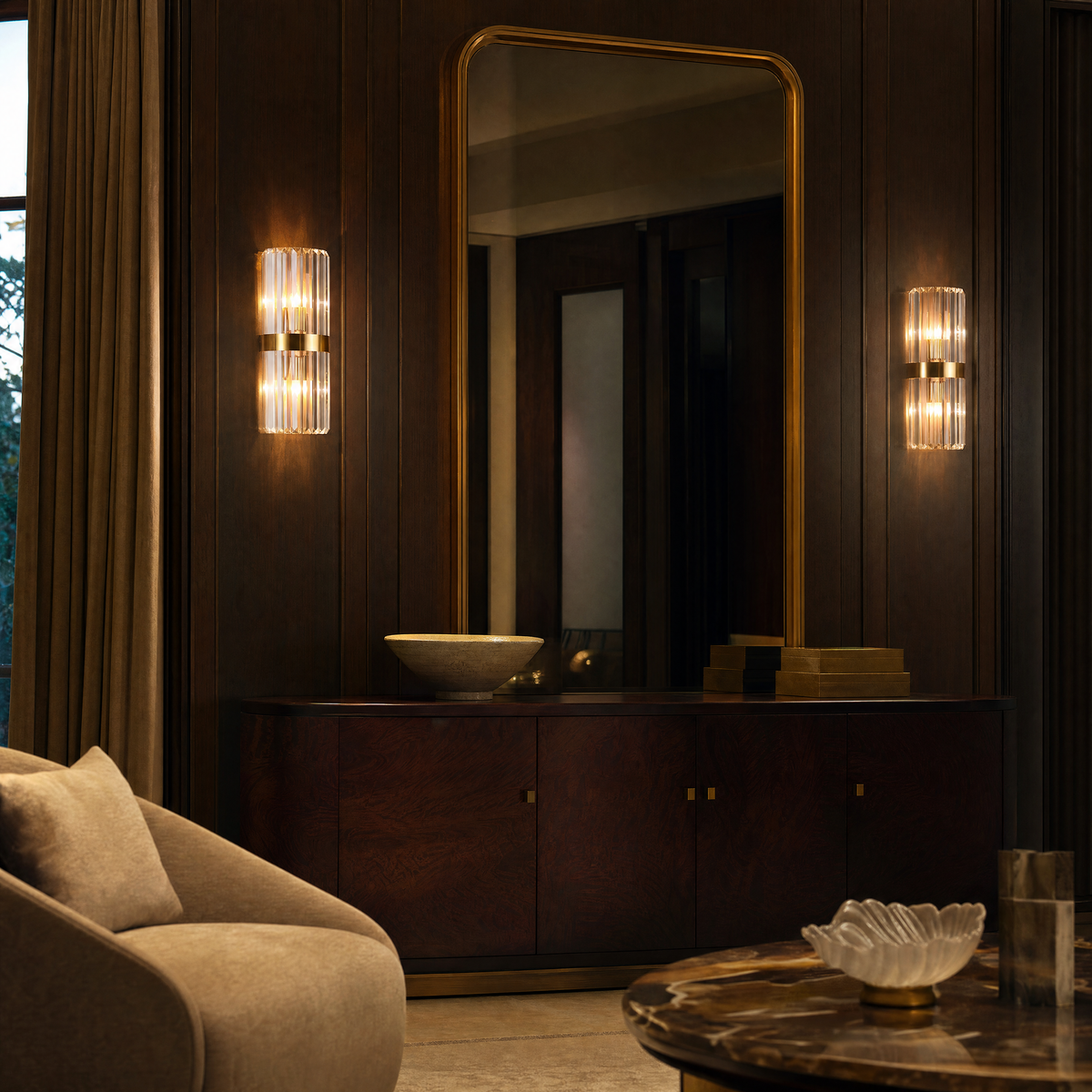 Lucent Crystal Prism Stainless Steel Wall Sconce