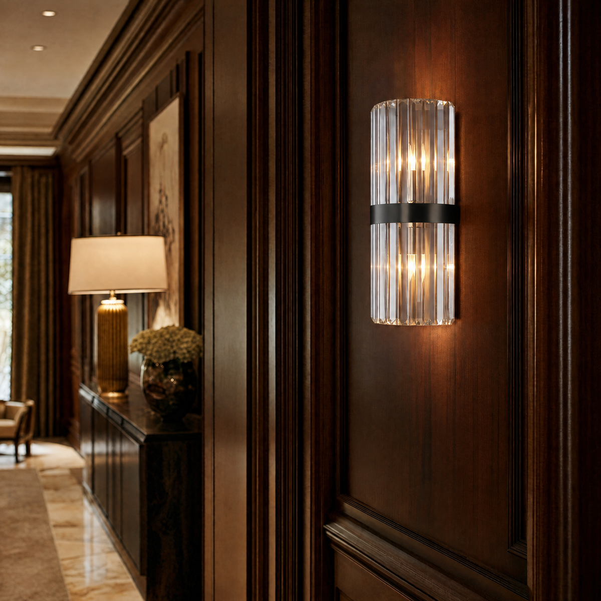 Lucent Crystal Prism Stainless Steel Wall Sconce
