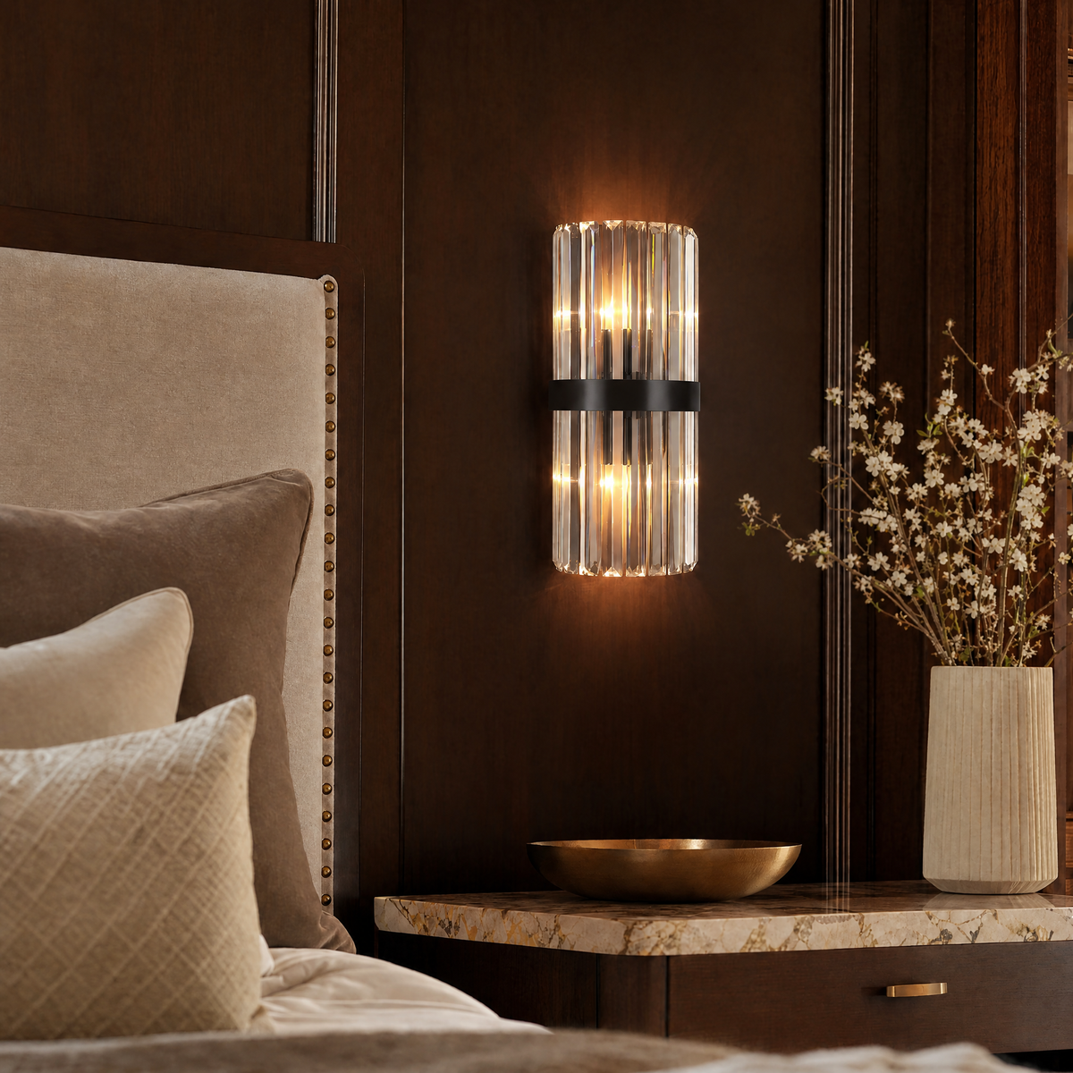 Lucent Crystal Prism Stainless Steel Wall Sconce