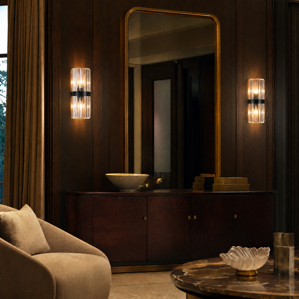 Lucent Crystal Prism Stainless Steel Wall Sconce