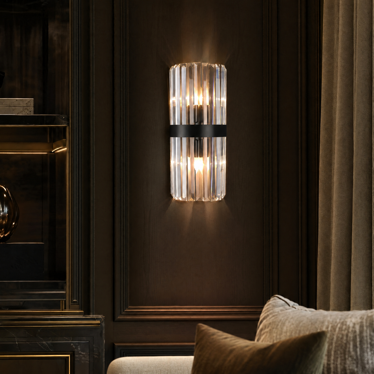 Lucent Crystal Prism Stainless Steel Wall Sconce