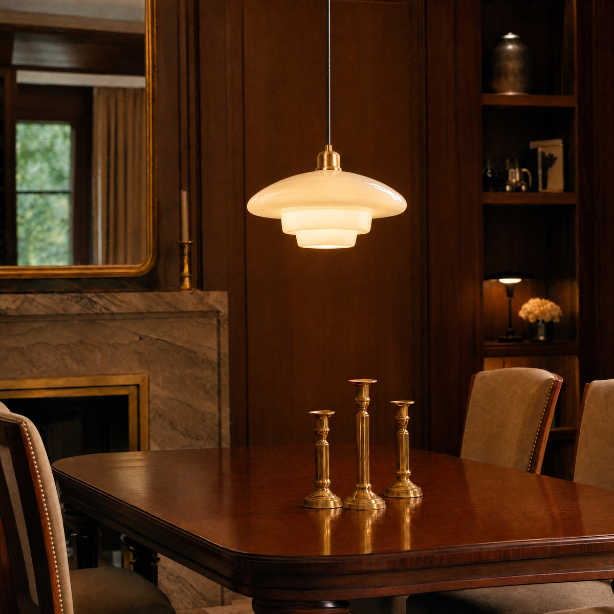 Elsie Milk Glass Mid Century Pendant Light