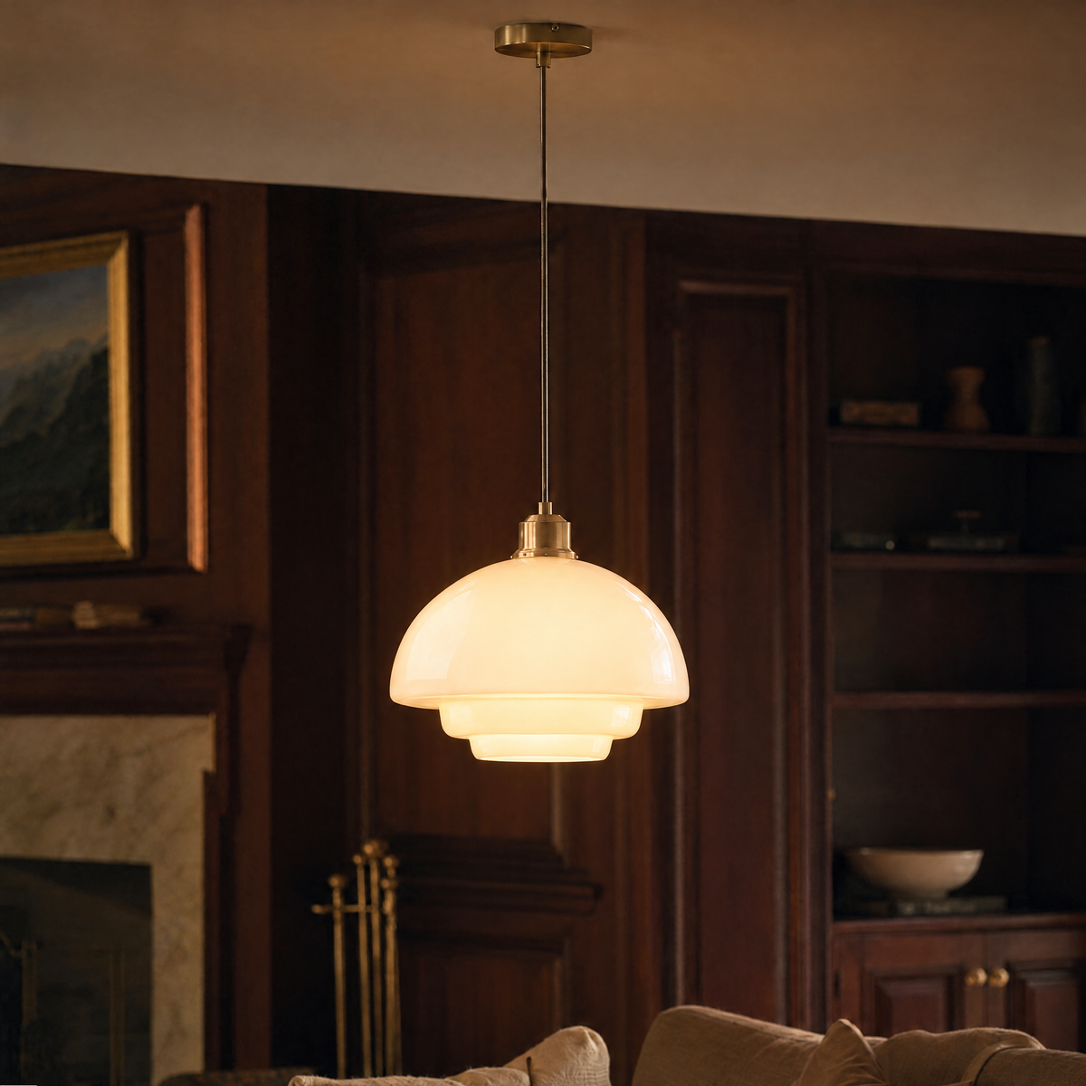Elsie Milk Glass Mid Century Pendant Light
