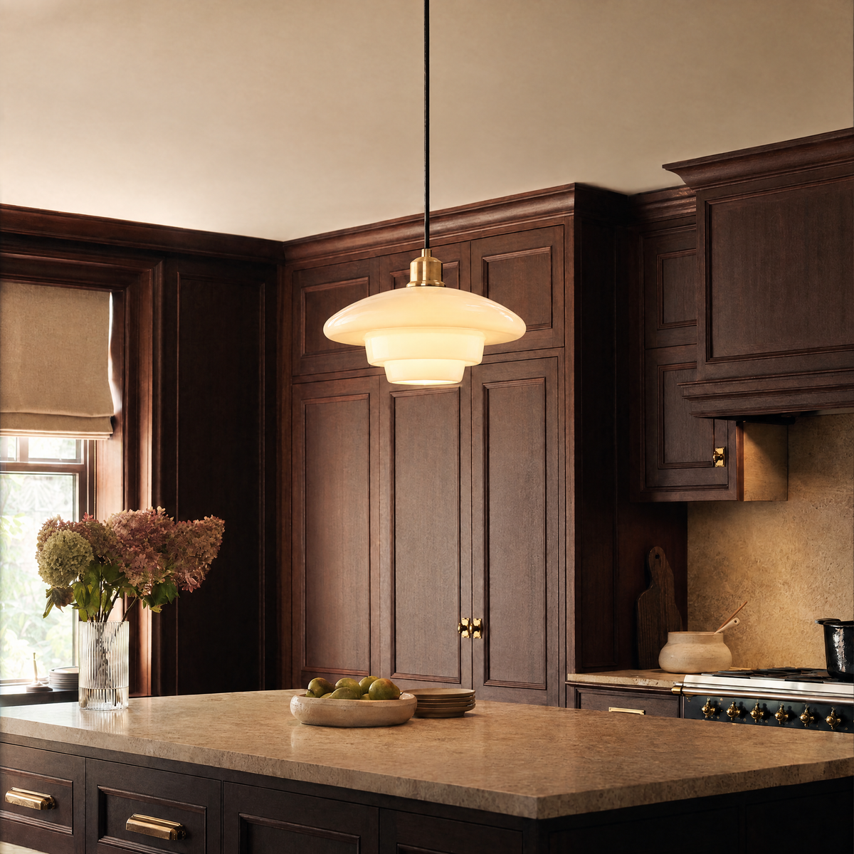 Elsie Milk Glass Mid Century Pendant Light