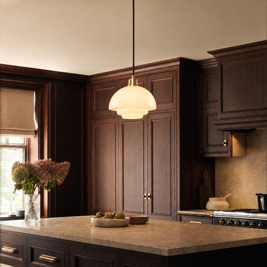 Elsie Milk Glass Mid Century Pendant Light