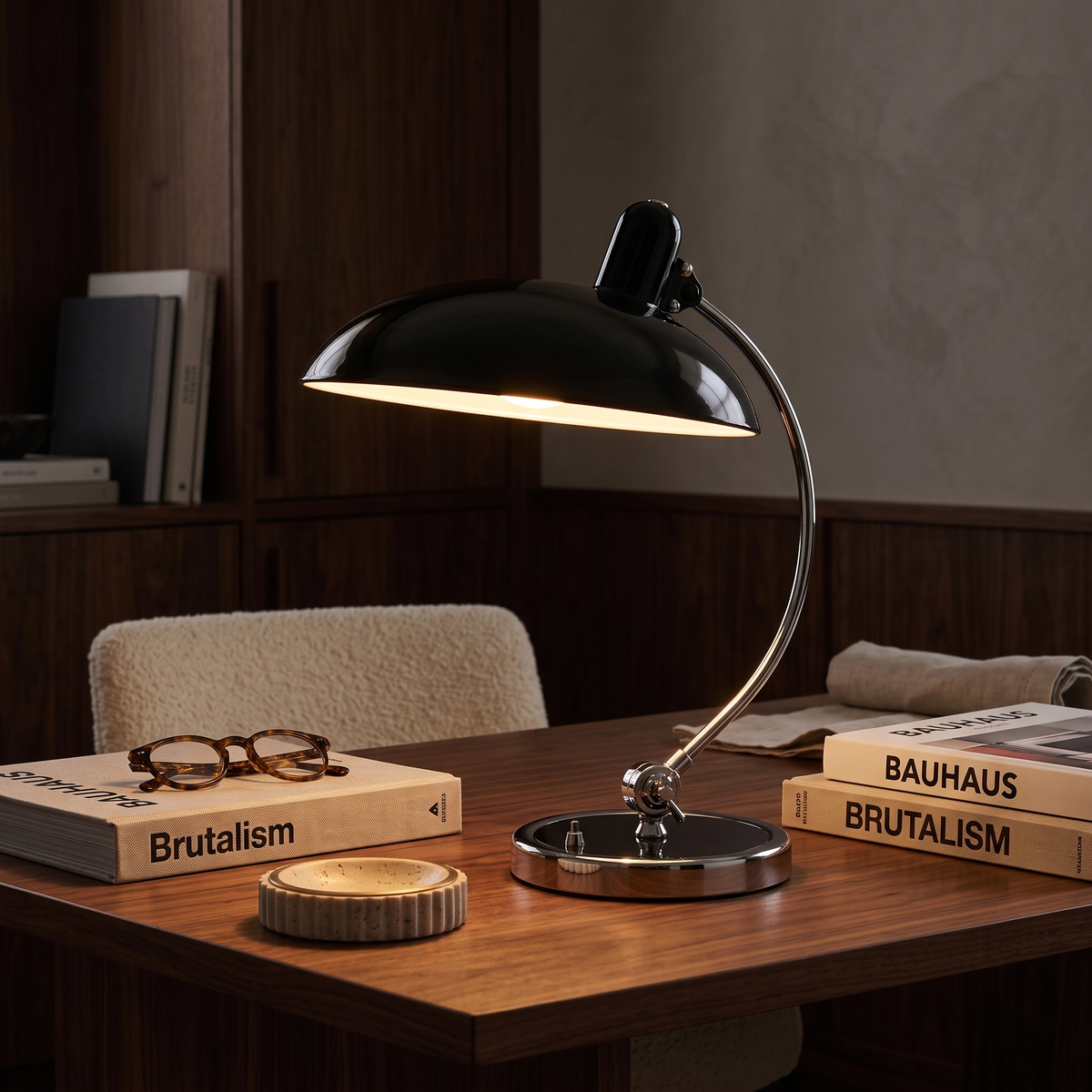 Bram Bauhaus Curved Metal Table Lamp