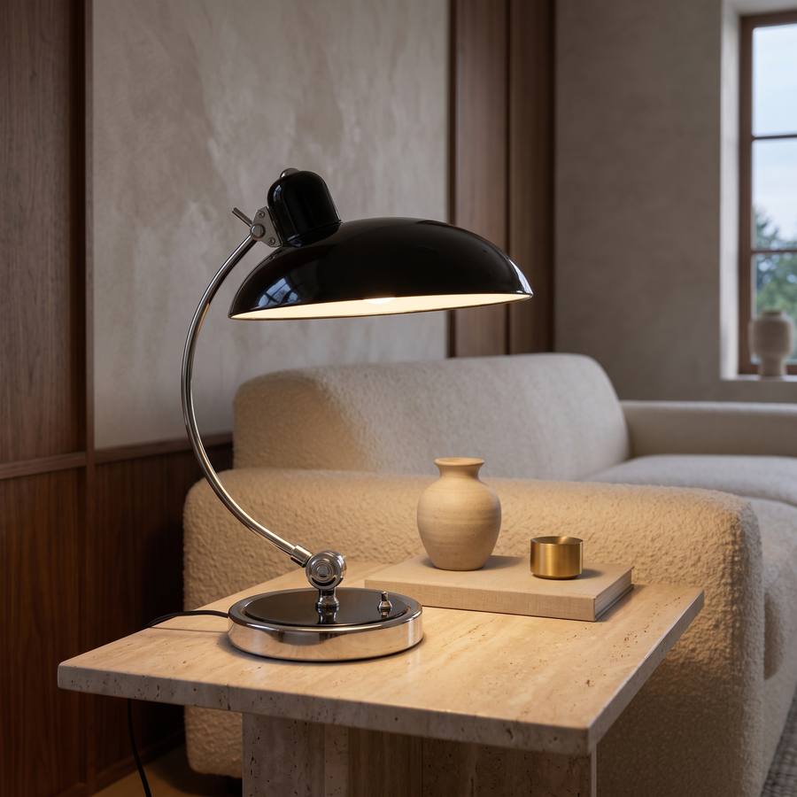 Bram Bauhaus Curved Metal Table Lamp