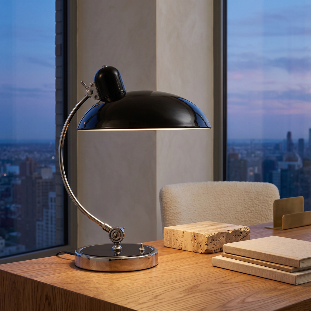 Bram Bauhaus Curved Metal Table Lamp