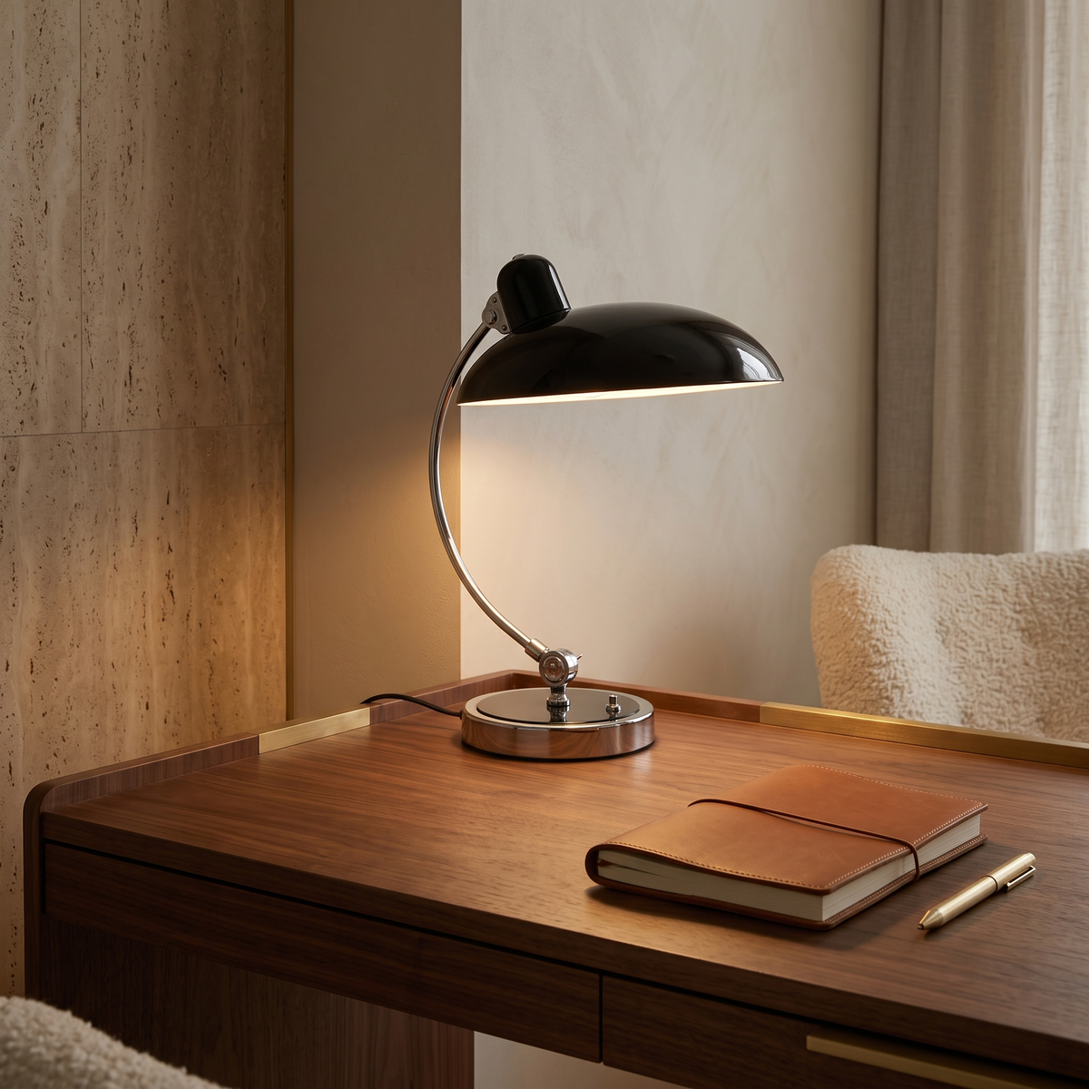 Bram Bauhaus Curved Metal Table Lamp
