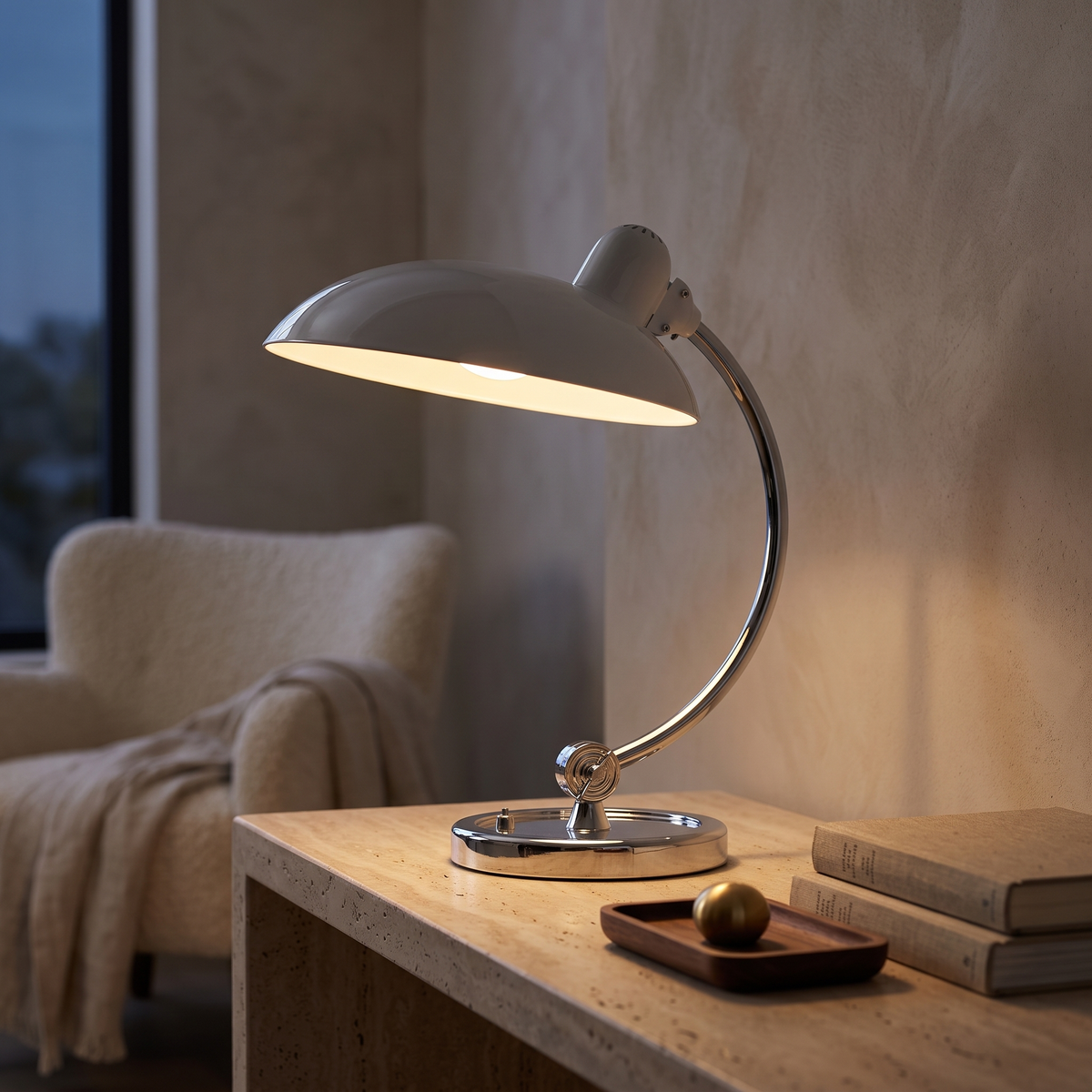 Bram Bauhaus Curved Metal Table Lamp