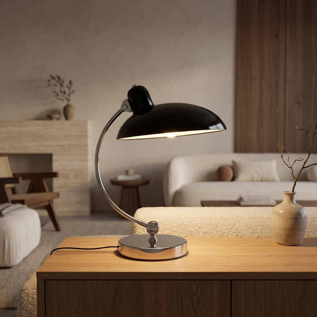 Bram Bauhaus Curved Metal Table Lamp
