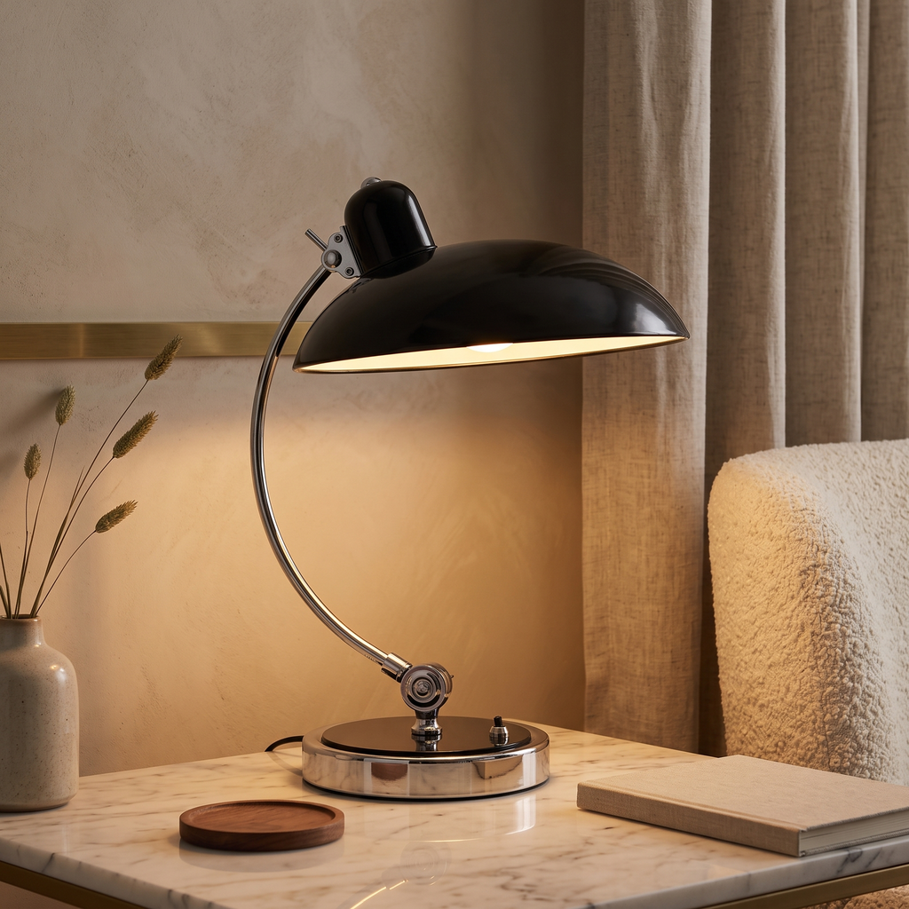 Bram Bauhaus Curved Metal Table Lamp