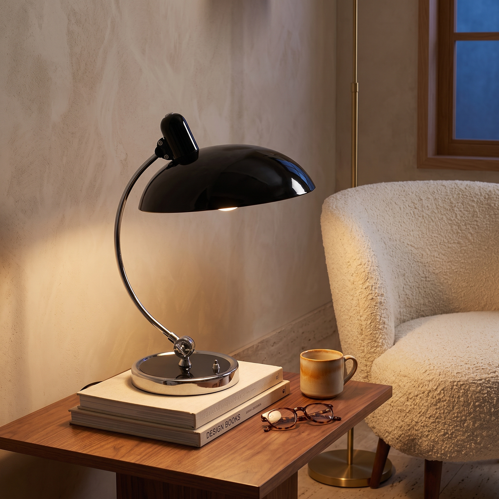 Bram Bauhaus Curved Metal Table Lamp