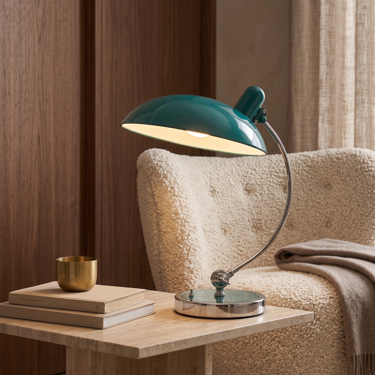 Bram Bauhaus Curved Metal Table Lamp