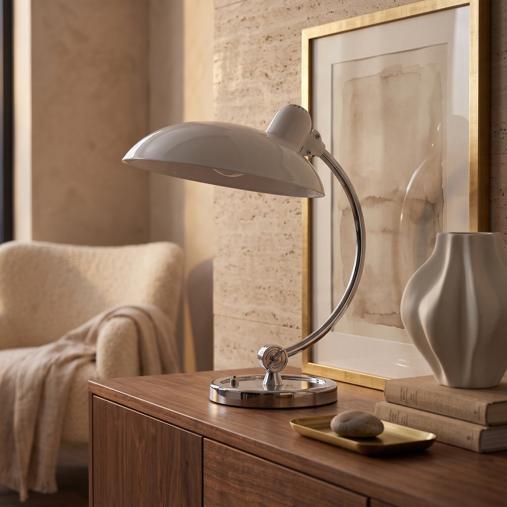 Bram Bauhaus Curved Metal Table Lamp