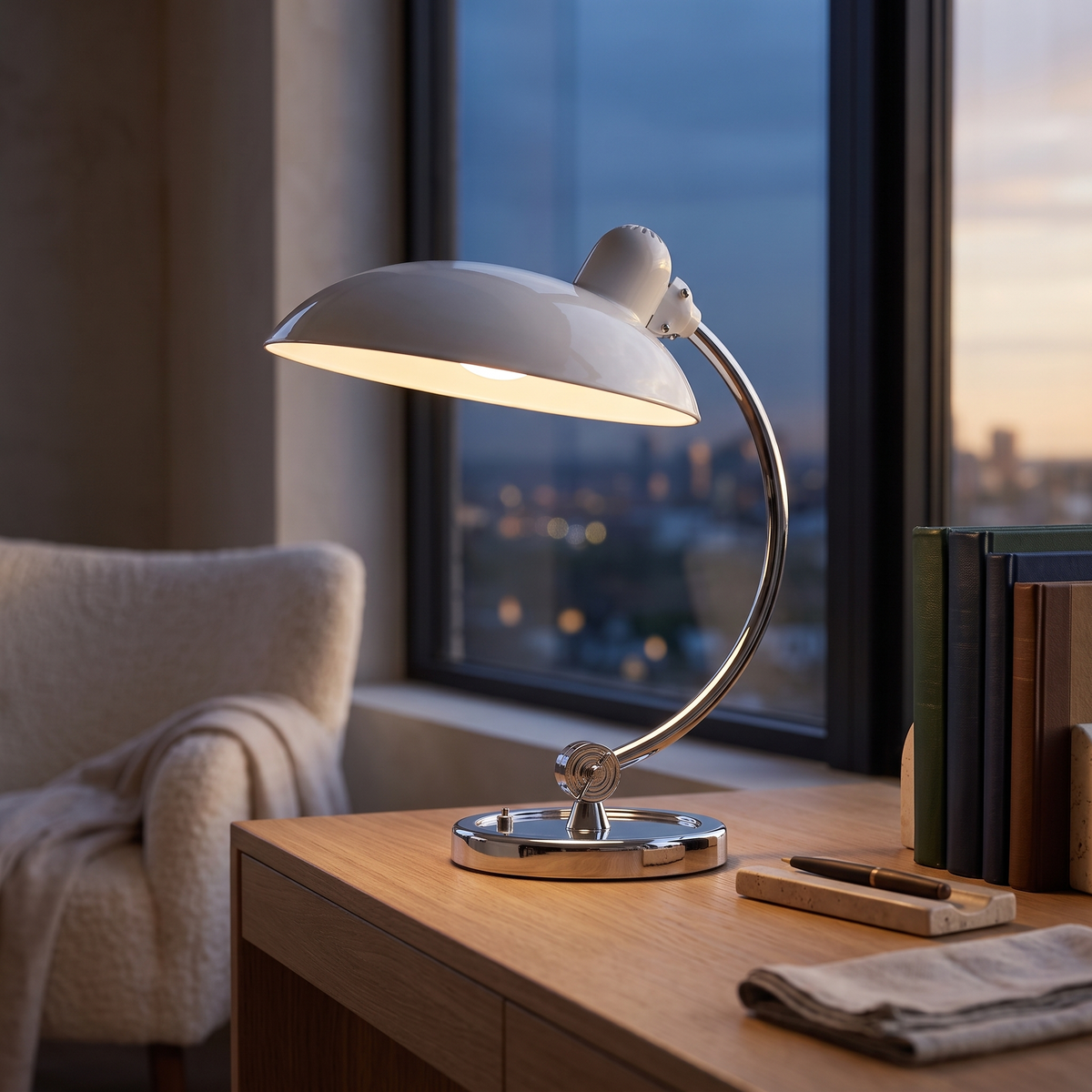 Bram Bauhaus Curved Metal Table Lamp