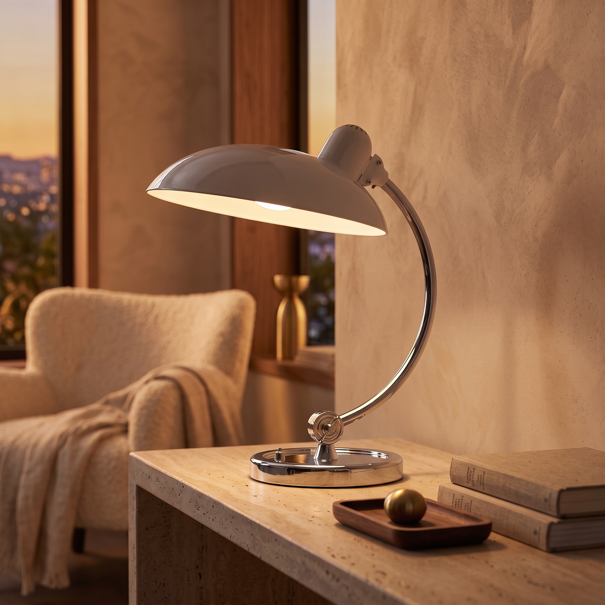 Bram Bauhaus Curved Metal Table Lamp