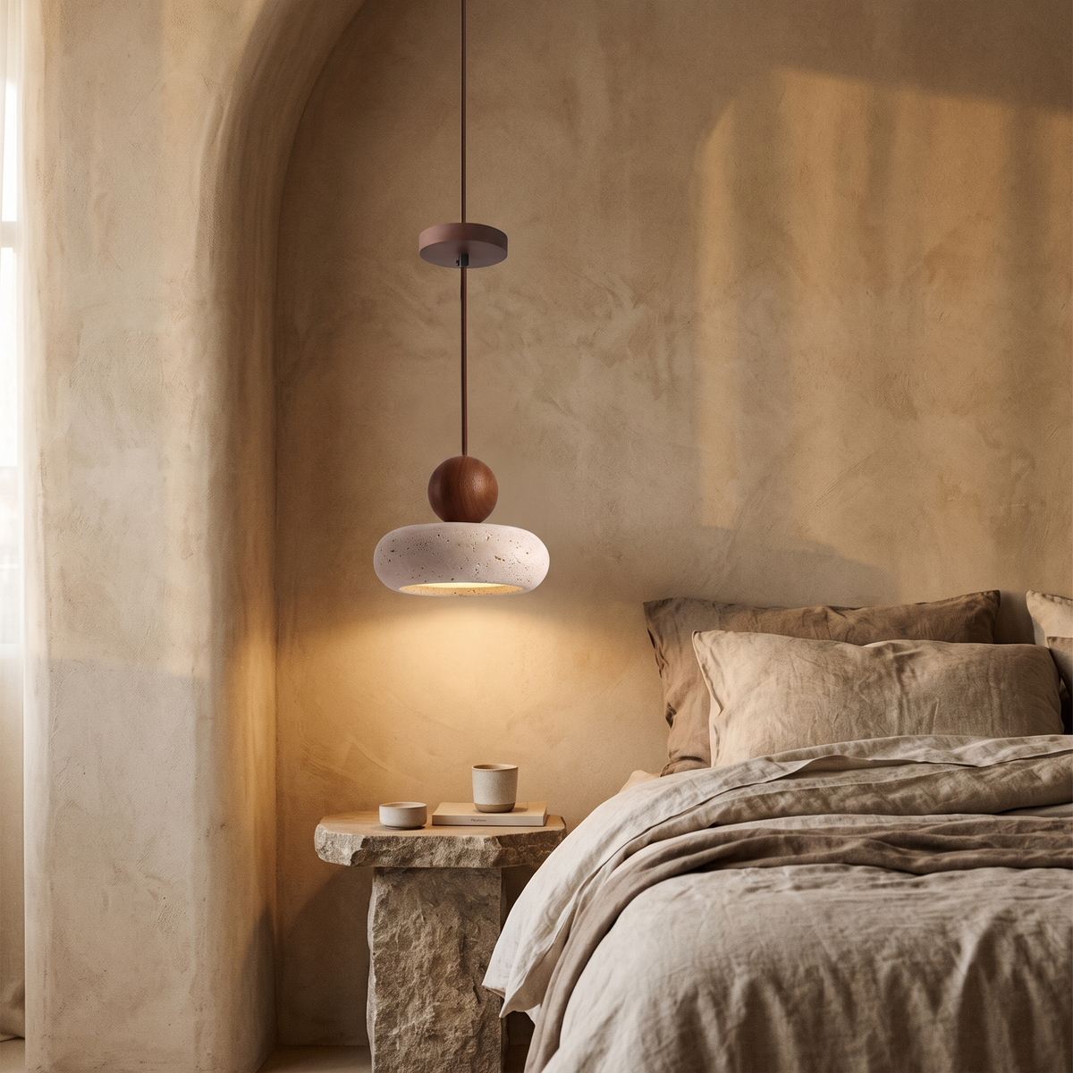 Tova Stone & Wood Mini Pendant Light