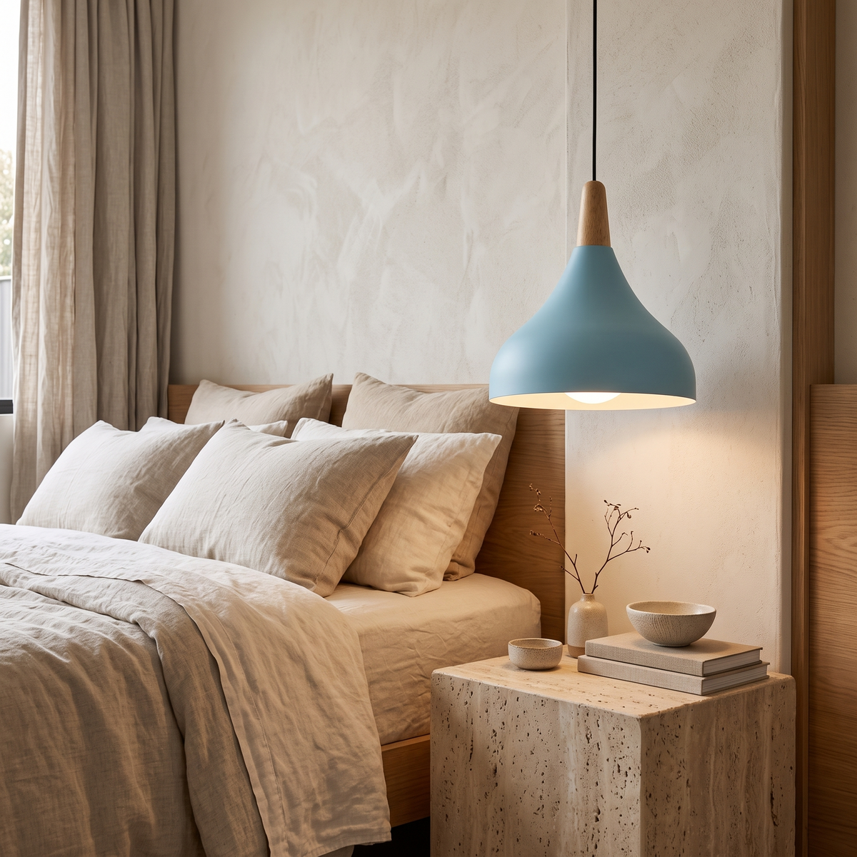 Edie Teardrop Metal & Wood Pendant Light