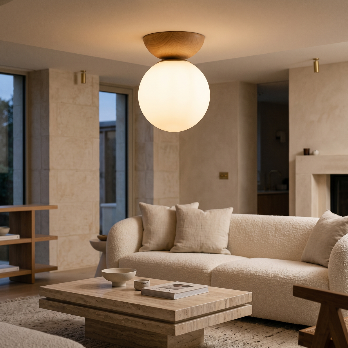 Kiko Wood & Glass Japandi Ceiling Light