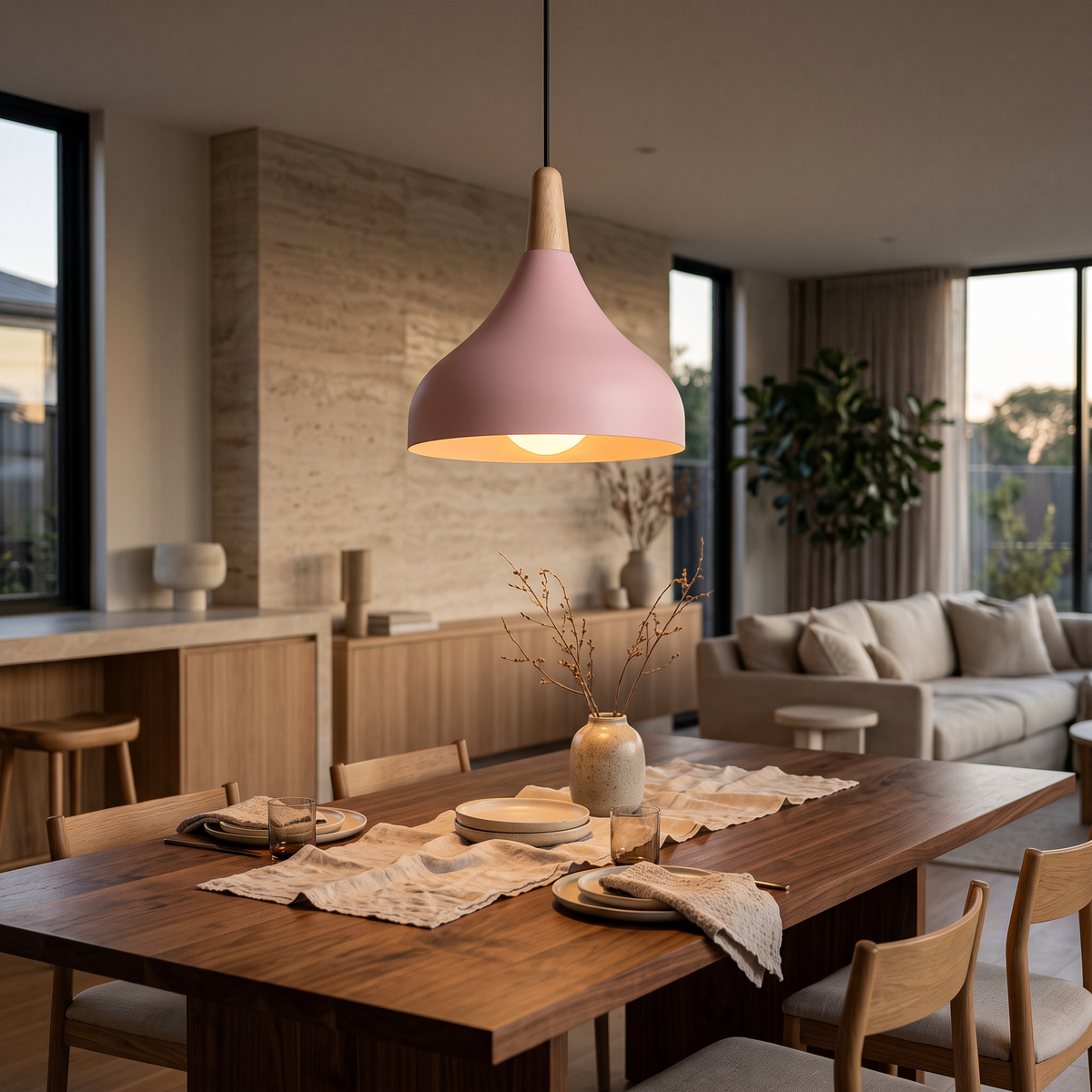 Edie Teardrop Metal & Wood Pendant Light