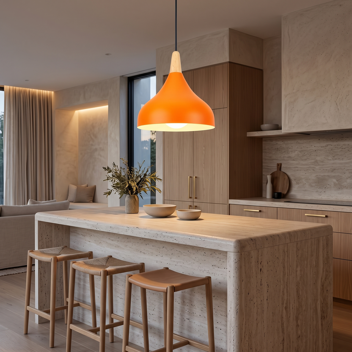 Edie Teardrop Metal & Wood Pendant Light