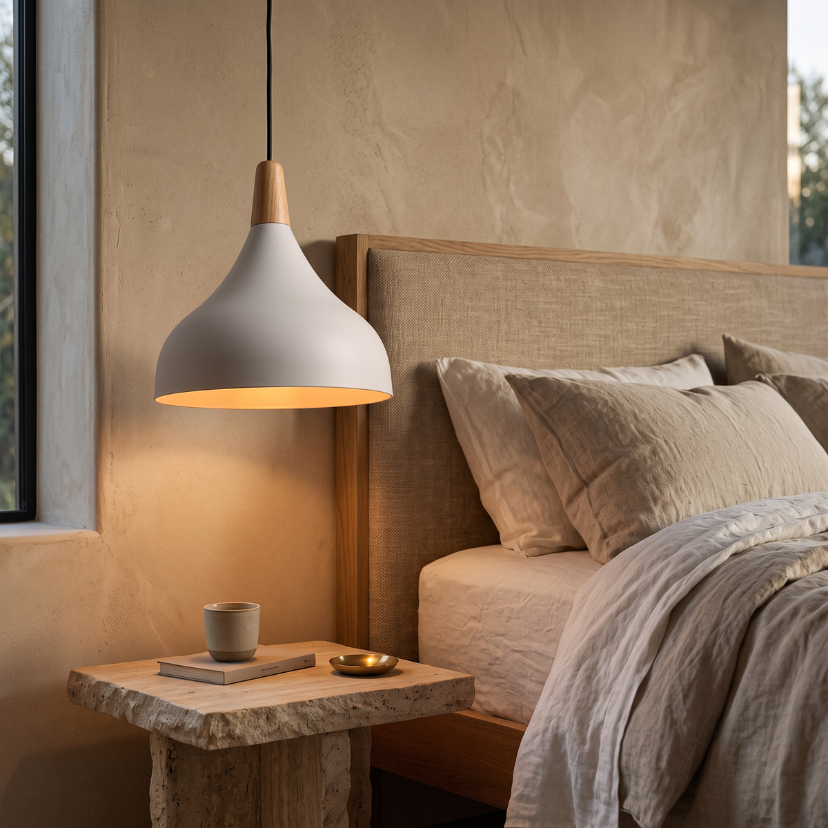 Edie Teardrop Metal & Wood Pendant Light
