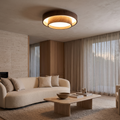 Vaako Walnut-Effect LED Flush Ceiling Light